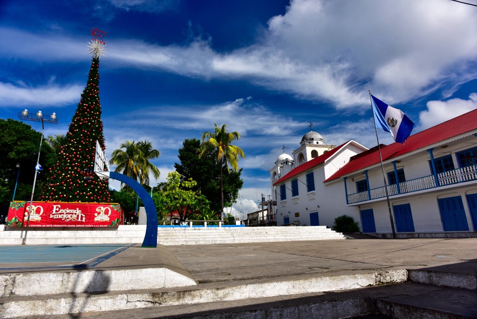 A partial view of the Parque Central with the Christmas tree 