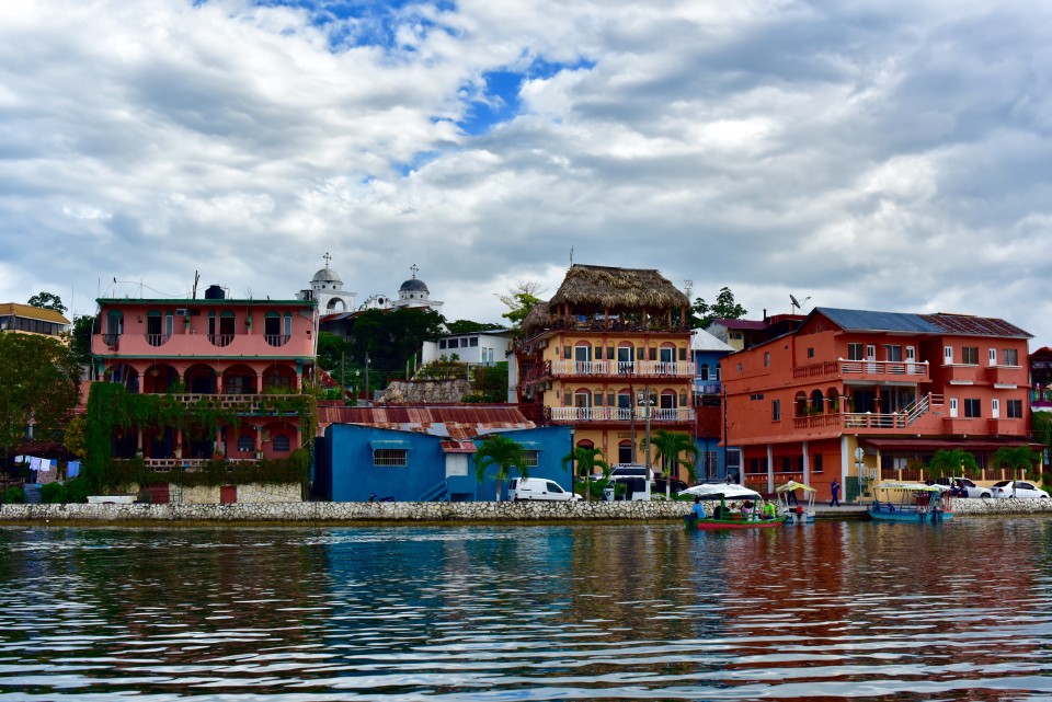 Partial view of the island from the boat in Lake Peten Itza