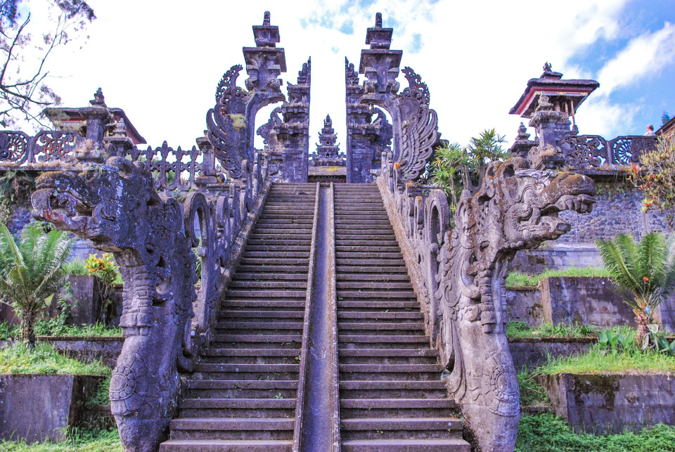 Top of Pura Besakih with the Naga Basuki Balustrades. Besakih name was derived from Naga Basuki, 